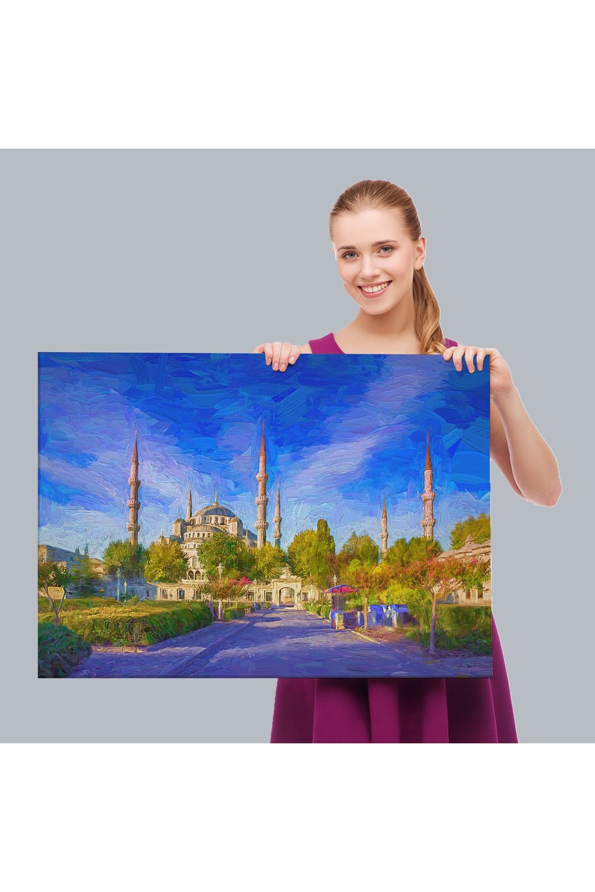 Sultan Ahmet Camii Yağlıboya Görünüm Kanvas Tablo-3694