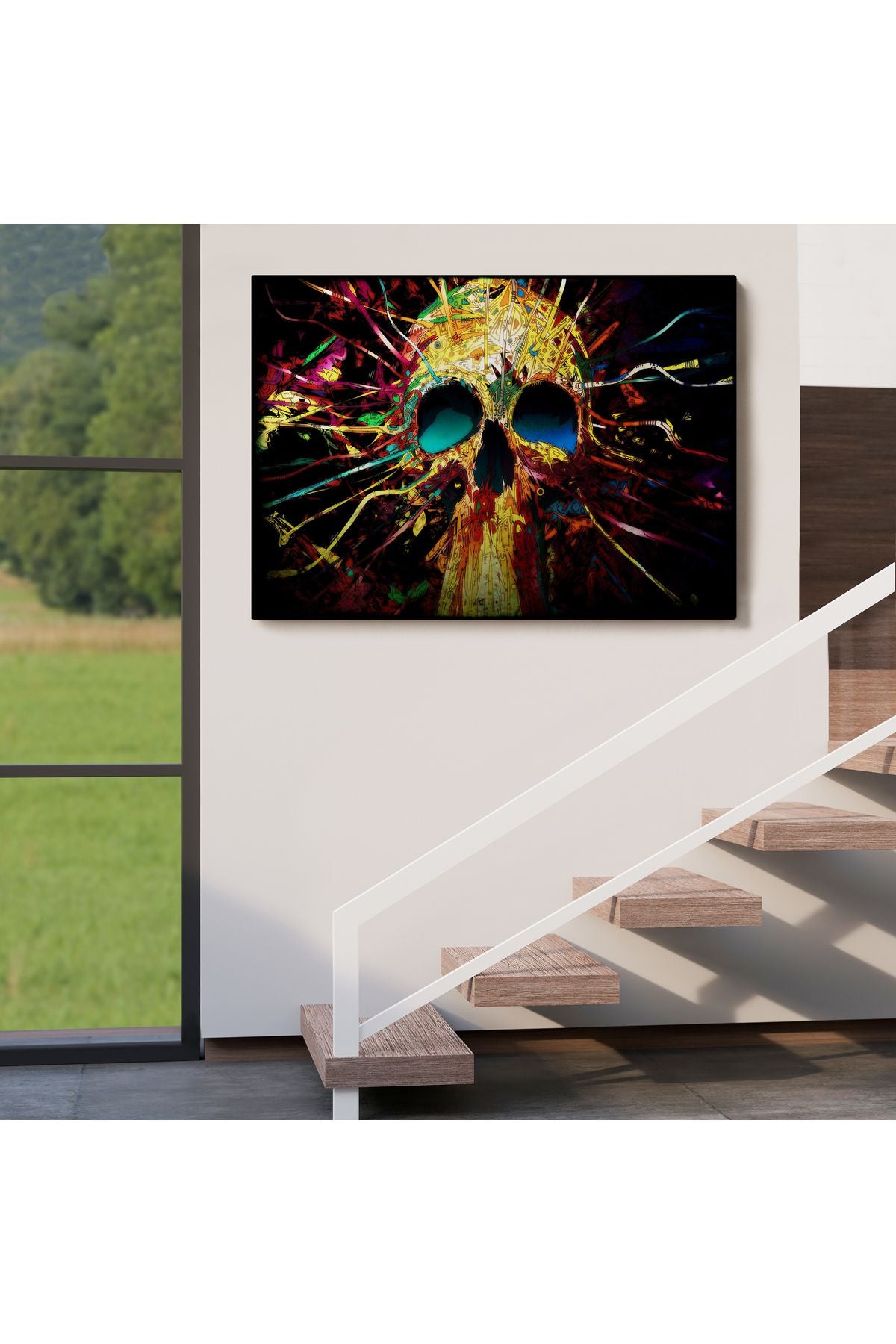 Kafatası Kanvas Tablo, Graffiti Duvar Sanatı, Kafatası, Graffiti Kafatası Sokak Sanatı-5382