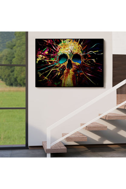 Kafatası Kanvas Tablo, Graffiti Duvar Sanatı, Kafatası, Graffiti Kafatası Sokak Sanatı-5382