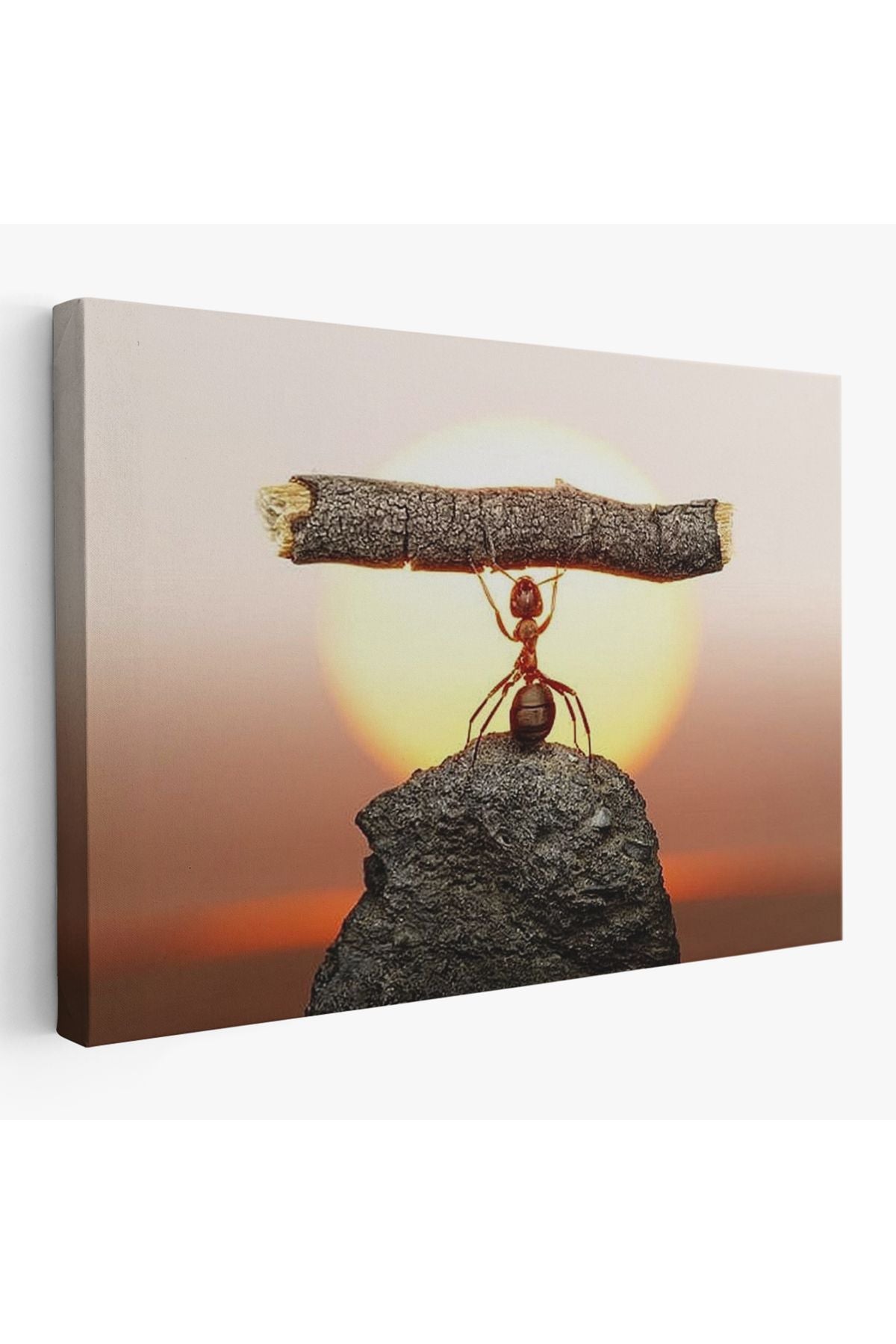 Güçlü Karınca Kanvas Duvar Sanatı, Ağacı Kaldıran Karınca, Motivasyon Tablosu-5397