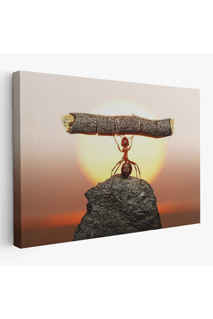 Güçlü Karınca Kanvas Duvar Sanatı, Ağacı Kaldıran Karınca, Motivasyon Tablosu-5397