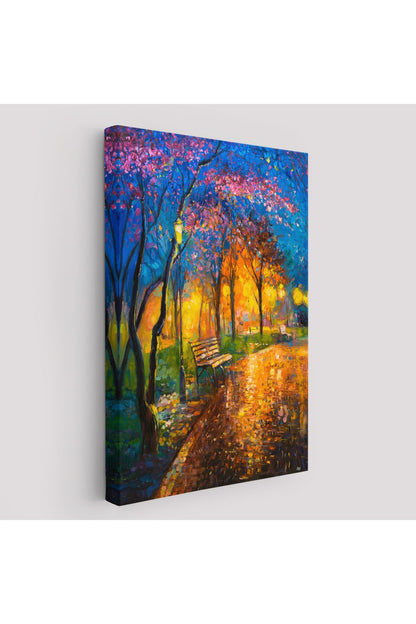 Moskova Parkta Gece Manzarası Kanvas Tablo-5986