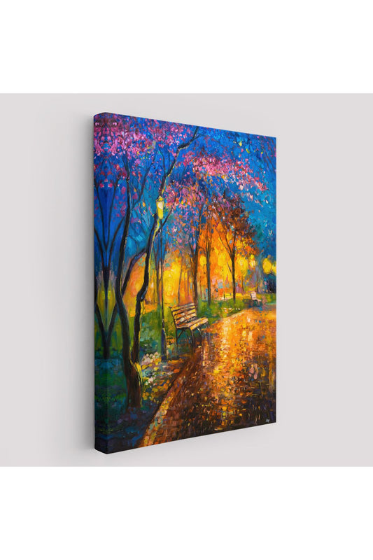 Moskova Parkta Gece Manzarası Kanvas Tablo-5986