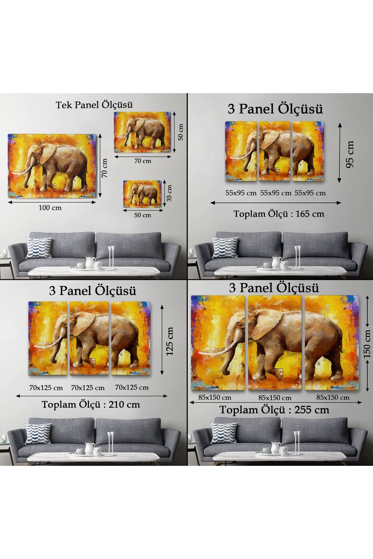 Modern Sanat Tarzı Yürüyen Fil Yağlıboya Görünüm Kanvas Duvar Tablosu-3688