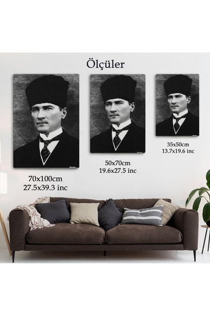 Atatürk Portre Tablosu Mustafa Kemal Atatürk Dikdörtgen Dekoratif Kanvas Tablo-CJ-60