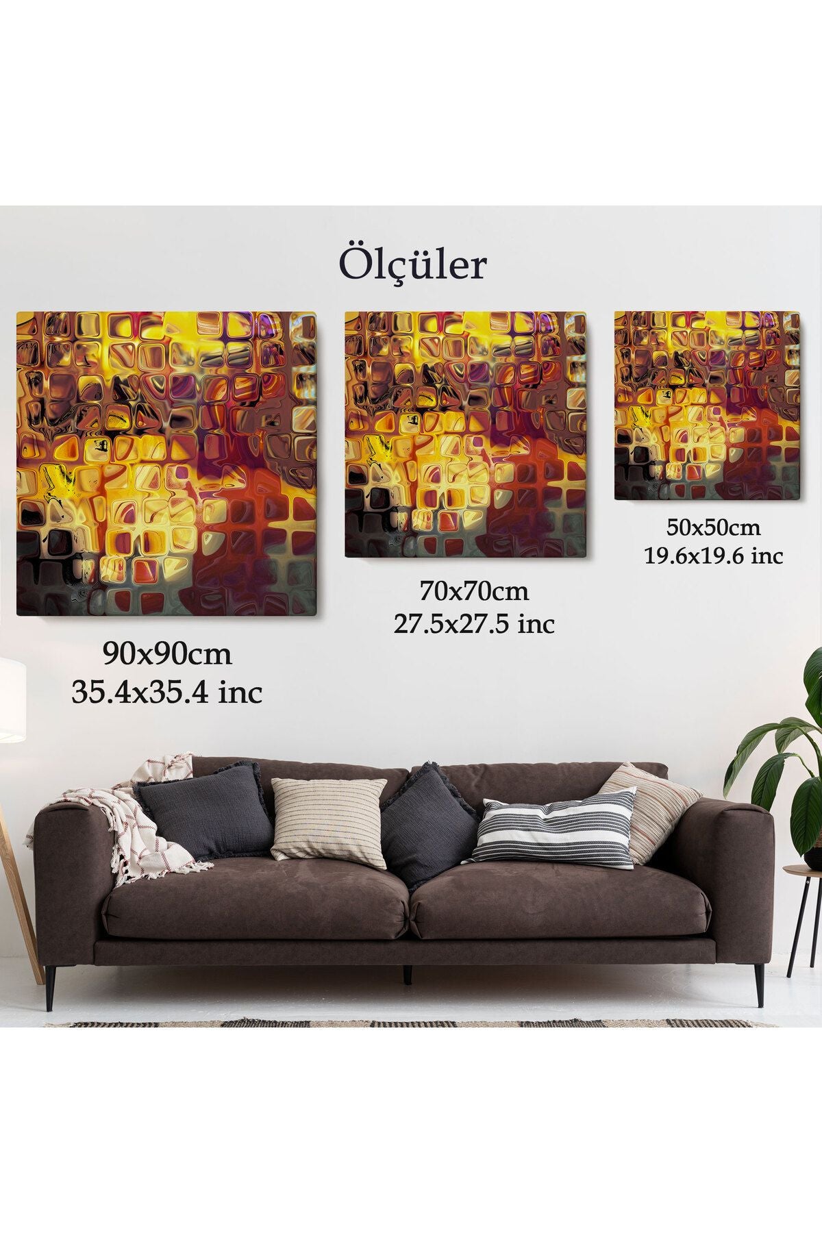 Sarı Buz Cam Kanvas Tablo-5884