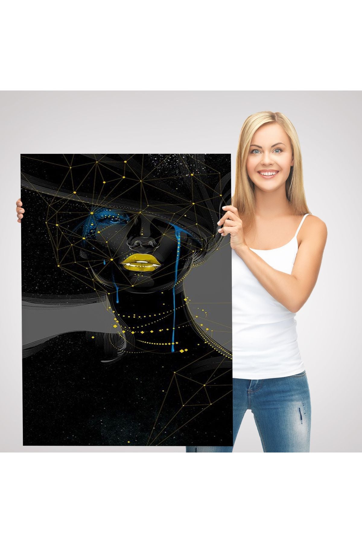 Dekoratif Kanvas Tablo, Duvar Tablosu-Siyahi Kadın Sürreal 6151