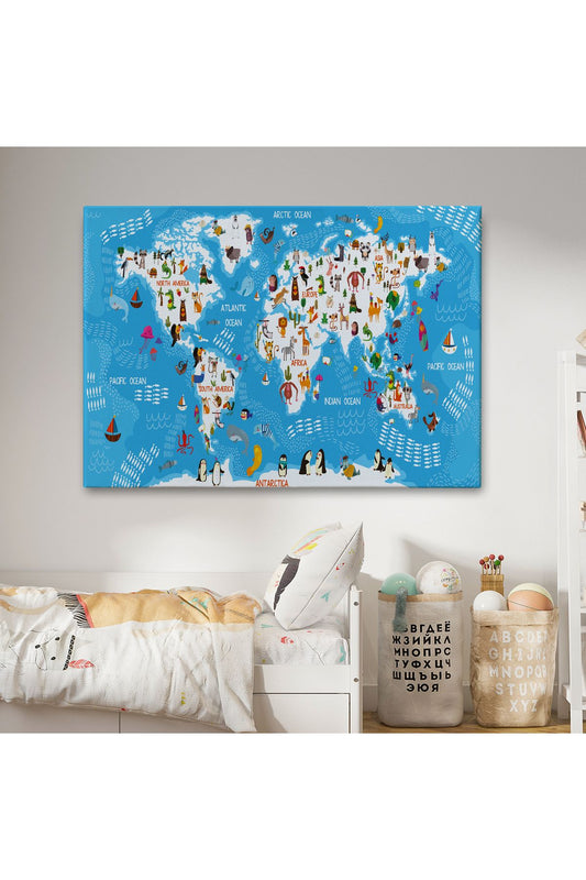 Özel Tasarım, Dekortif  BaskıCocuk Odası Hayvan Desenli Dekoratif Kanvas Tablo 1074