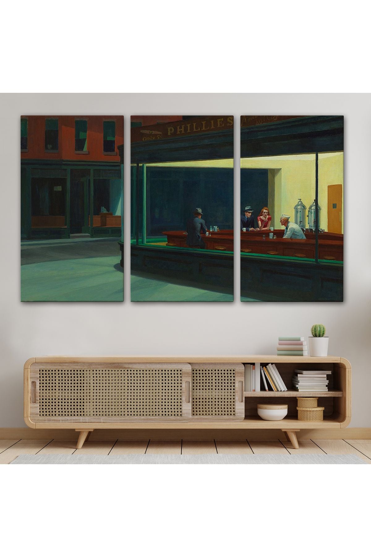 Edward Hopper'un Gecekuşları Eseri Kanvas Tablo-5158