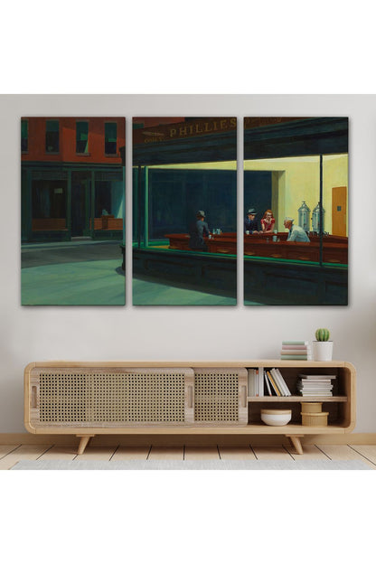 Edward Hopper'un Gecekuşları Eseri Kanvas Tablo-5158