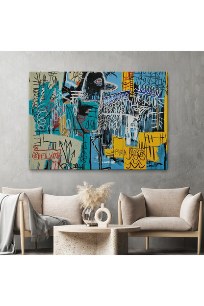 Jean Michel Basquiat Mavi Kuş Kanvas Tablo-5060