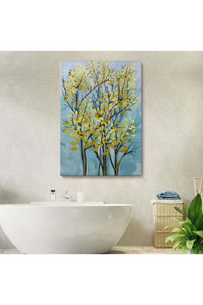 Sarı Yapraklar Soyut Dekoratif Kanvas Tablo-5178