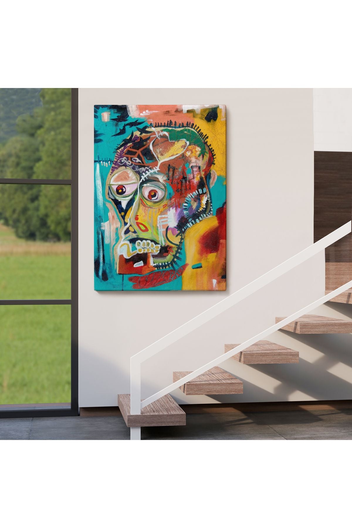 DB  Jean Michel Basquiat, İsimsiz Kafatası 1981 Kanvas Tablosu-4977