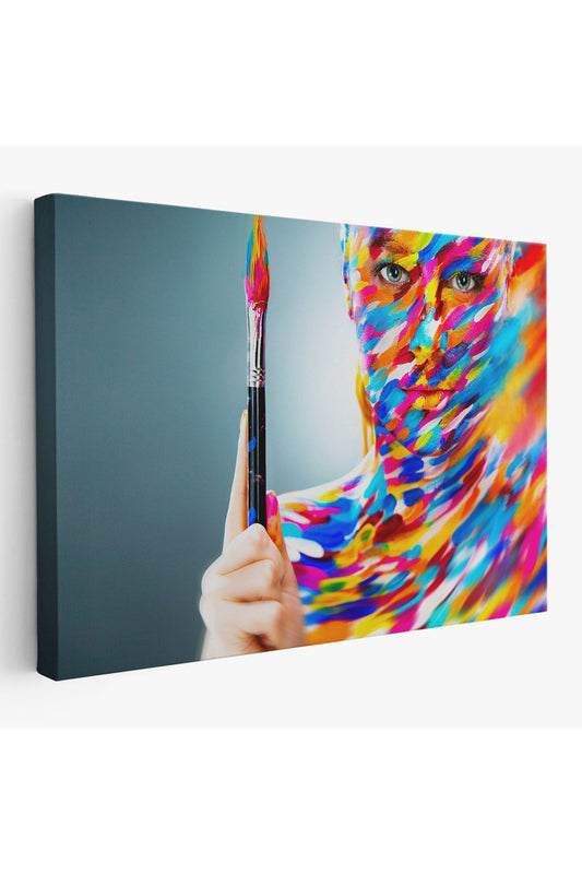 Sanatçı Kadın Dekoratif Kanvas Duvar Tablosu-3455