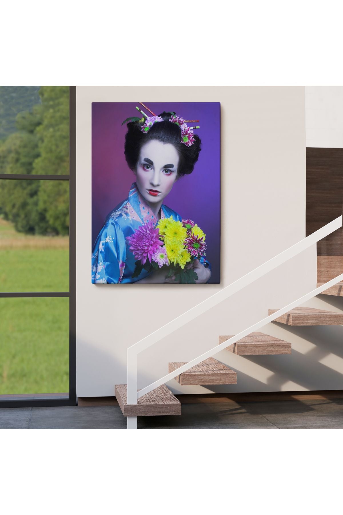 Mavi Kimonolu Geyşa Tablo-5977