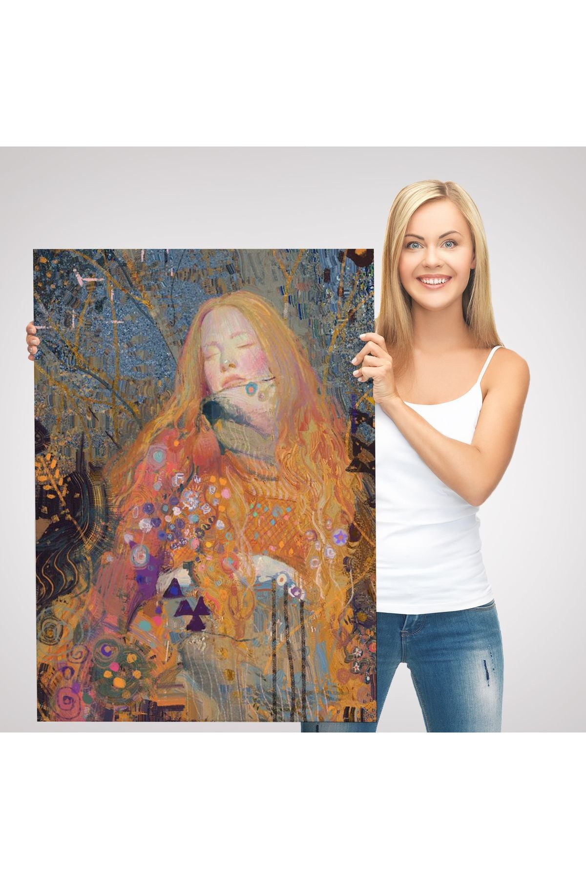 Sarışın Güzel Kadın Duvar Tablosu-6100