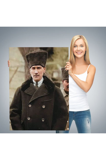 Atatürk Portre Tablosu Mustafa Kemal Atatürk Dikdörtgen Dekoratif Kanvas Tablo-FA-125