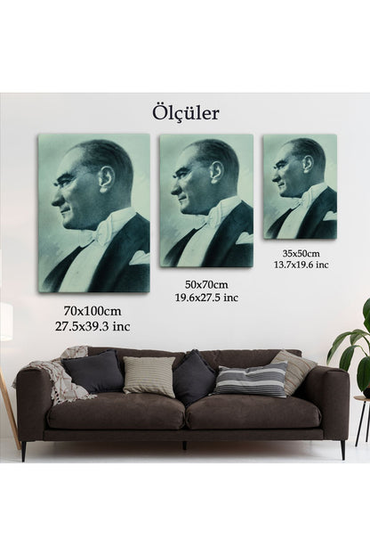 Atatürk Portre Tablosu Mustafa Kemal Atatürk Dikdörtgen Dekoratif Kanvas Tablo-CN-63