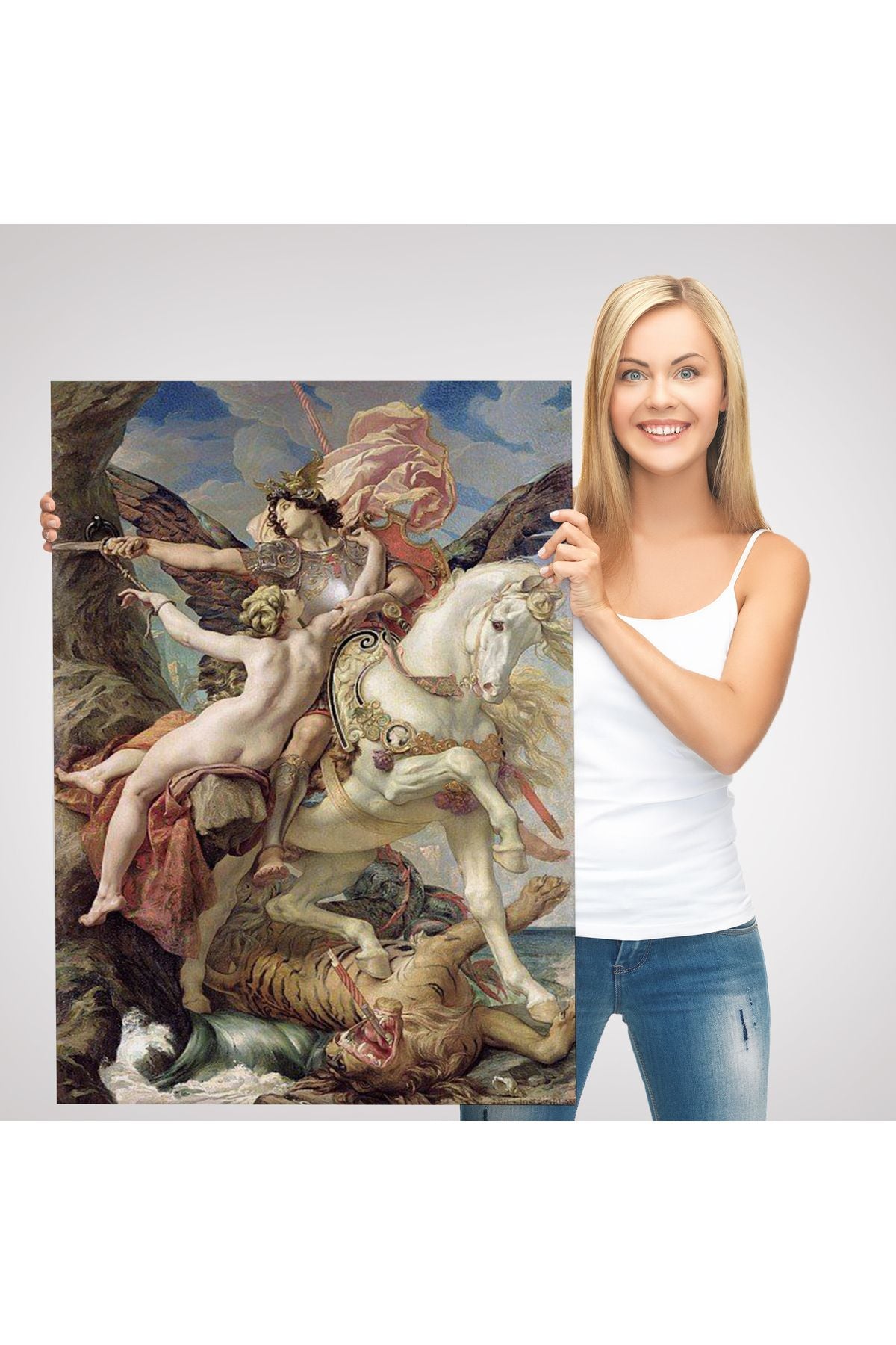 Ruggiero ve Angelica Kurtuluş Eseri Dekoratif Duvar Tablosu-6139