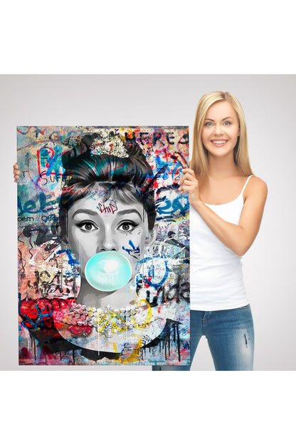 Audrey Hepburn Graffiti Pop Art Duvar Tablosu-6470