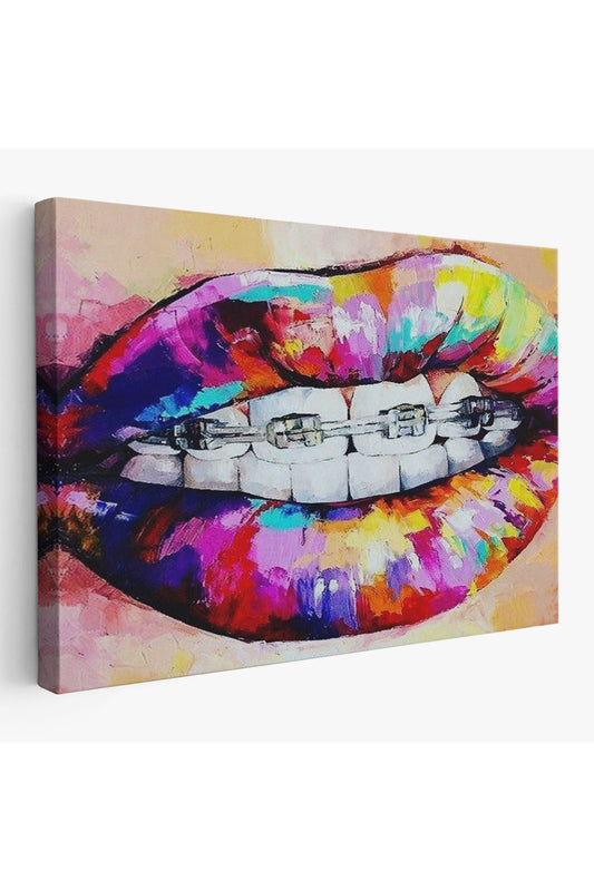 MLT Brnd product092 Diş Teli ve Renkli Dudaklar Graffti Tablosu-6651