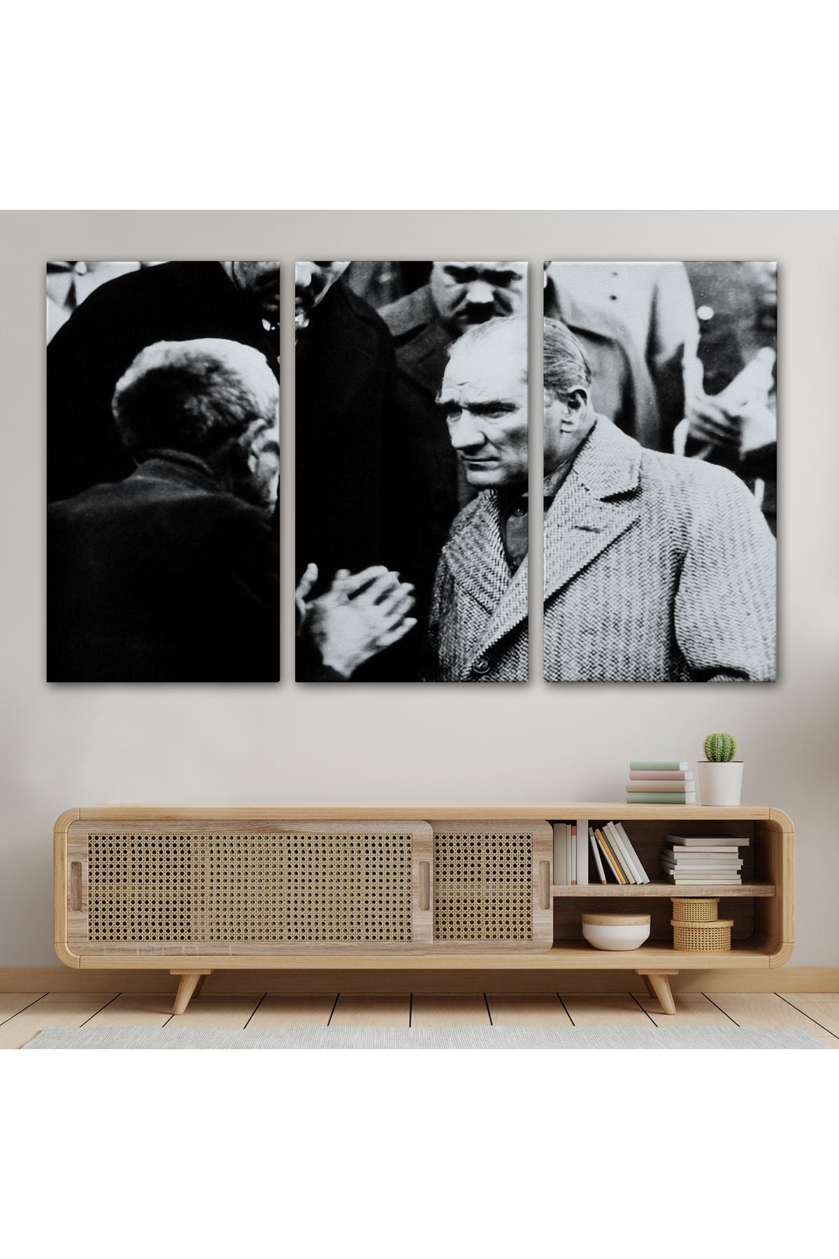 Atatürk Portre Tablosu Mustafa Kemal Atatürk Dikdörtgen Dekoratif Kanvas Tablo-fv-147