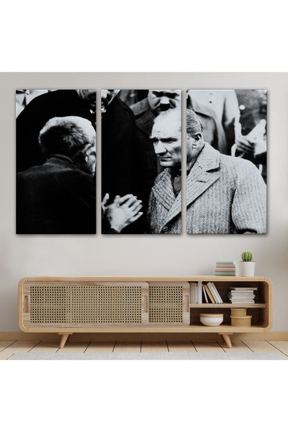 Atatürk Portre Tablosu Mustafa Kemal Atatürk Dikdörtgen Dekoratif Kanvas Tablo-fv-147