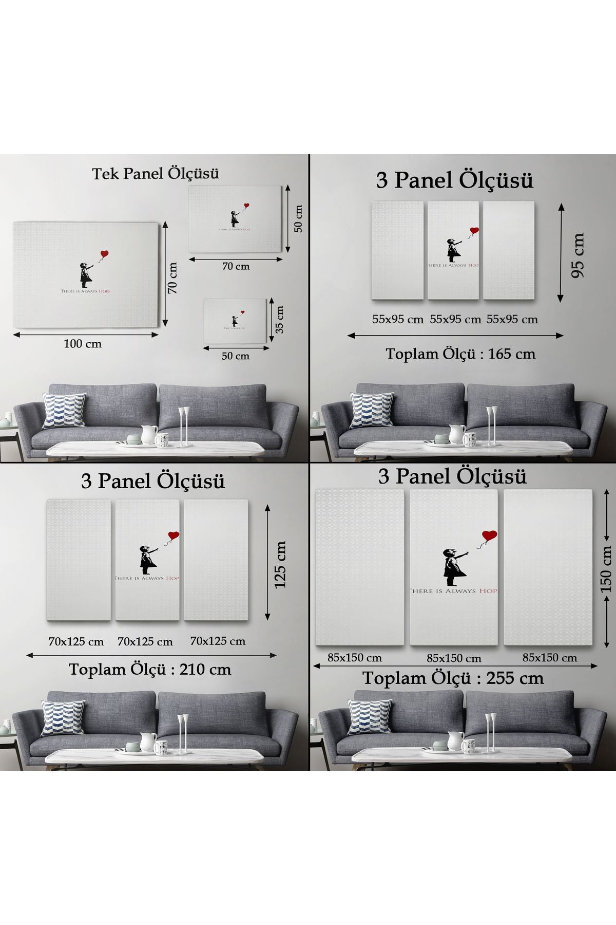 Banksy Kırmızı Balonlu Kızın'ın Her Zaman Umut Vardır Yazılı Tablosu-5012