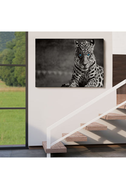 Mavi Gözlü Leopar Dekoratif Kanvas Tablo 1162