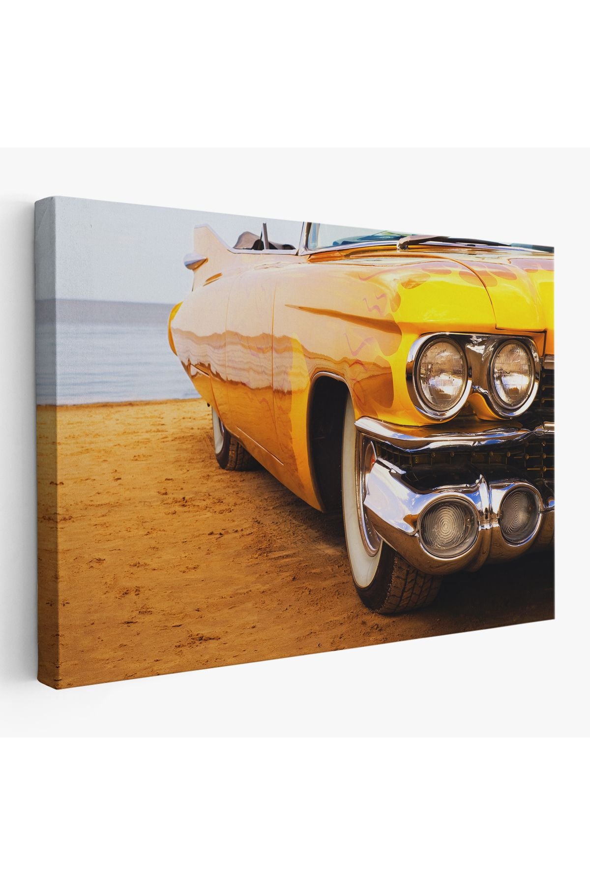 Sarı Klasik Araba Tablosu-6612