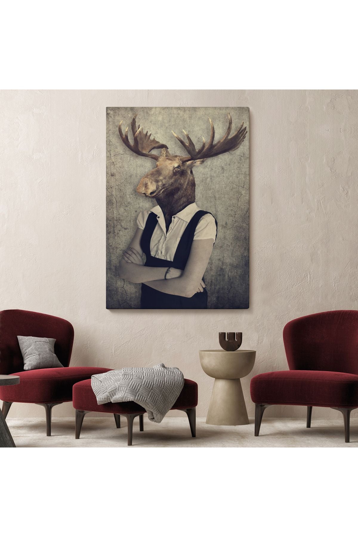 Geyik Kafalı İnsan Kanvas Tablo-4984