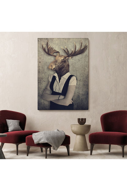Geyik Kafalı İnsan Kanvas Tablo-4984