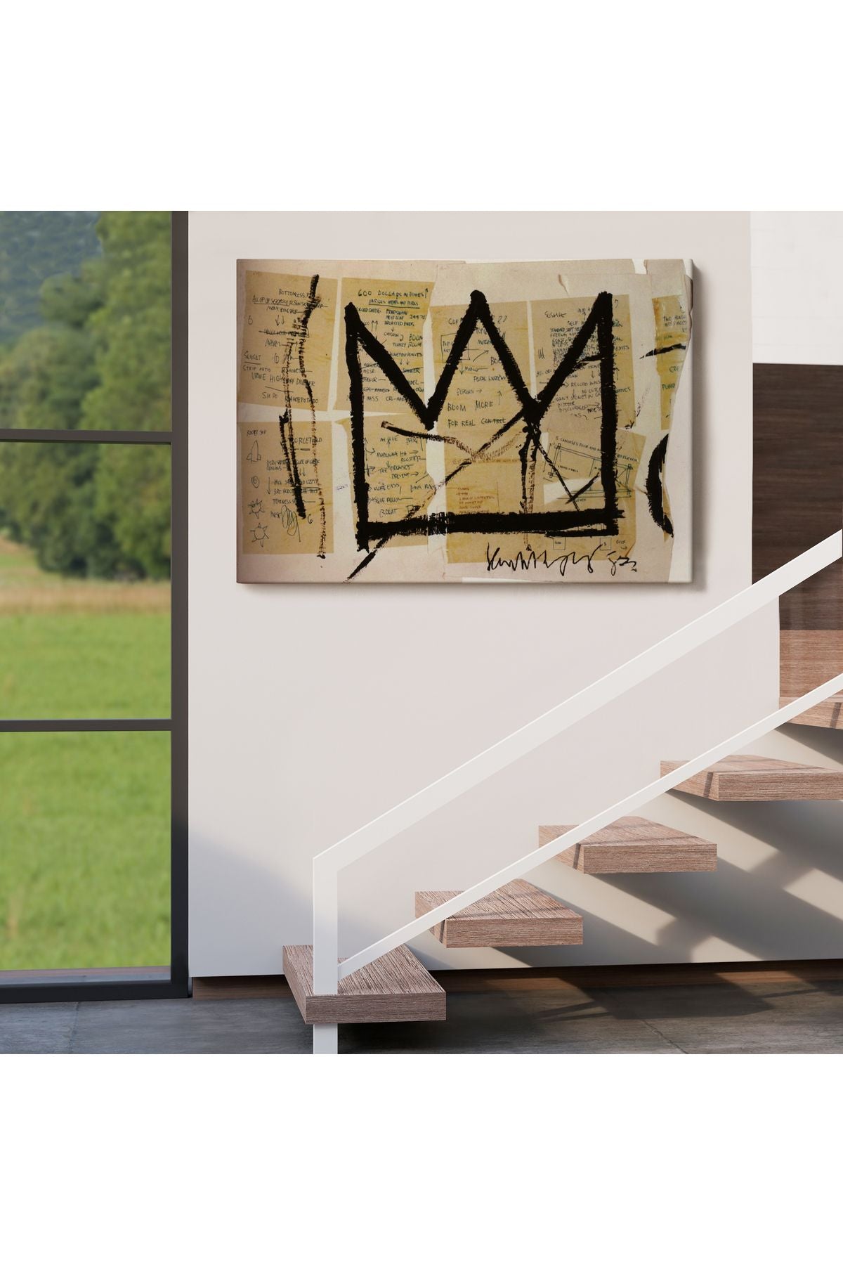 Jean Michel Basquiat Notlar ve Taç Eseri Kanvas Duvar Tablosu-5001