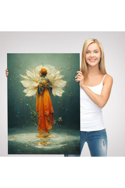 Turuncu Kıyafetli Sürreal Kadın Tablosu-6378