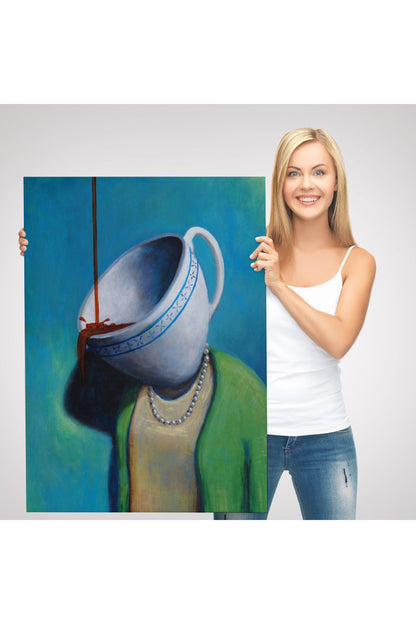 Kahve Tiryakisi Kadın Dekoratif Duvar Tablosu-6128