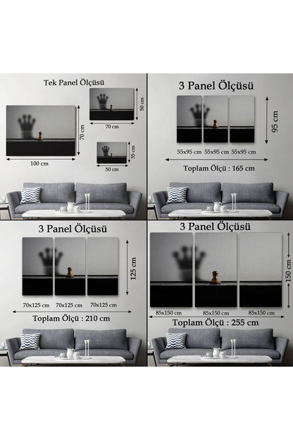 Satranç Gölgesi Taç Kanvas Duvar Sanatı, Yurt ve Ofis Dekoru-5390