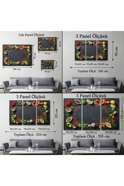 Mutfak Masasındaki Baharatlar Dekoratif Kanvas Duvar Tablosu-3727