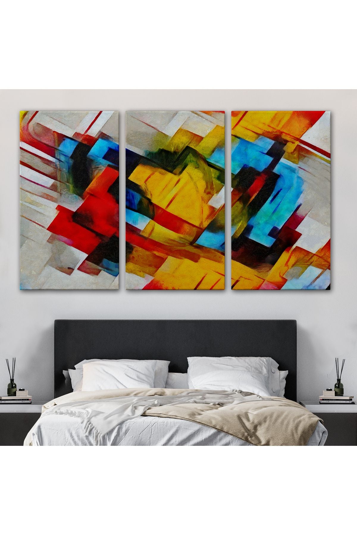 Picasso Tarzında Soyut Yağlıboya Görünüm Dekoratif Kanvas Duvar Tablosu-3519