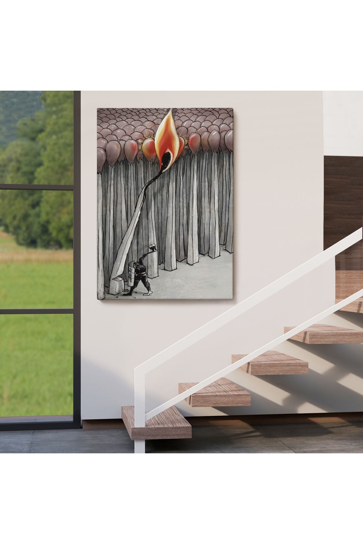 Bütün Uyuyanları Uyandırmaya Bir Uyanık Yeter Sürreal Duvar Tablosu-6070