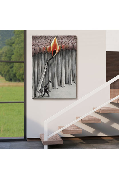 Bütün Uyuyanları Uyandırmaya Bir Uyanık Yeter Sürreal Duvar Tablosu-6070