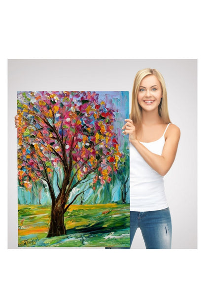 Kanvas Tablo, Duvar Dekoru, Bahar Ağacı Renkli 6144 BUNGKNV