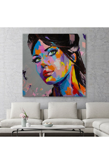 Güzel Kadın Yağlıboya Görünüm Dekoratif Kanvas Duvar Tablosu-5834