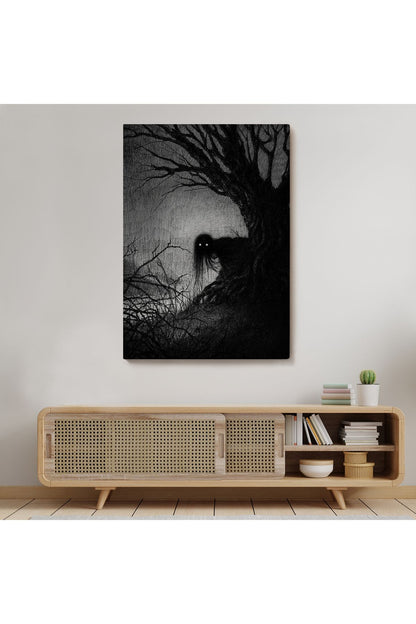 Karanlık İçindeki Korkunç Bir Çift Göz Tablosu-6288