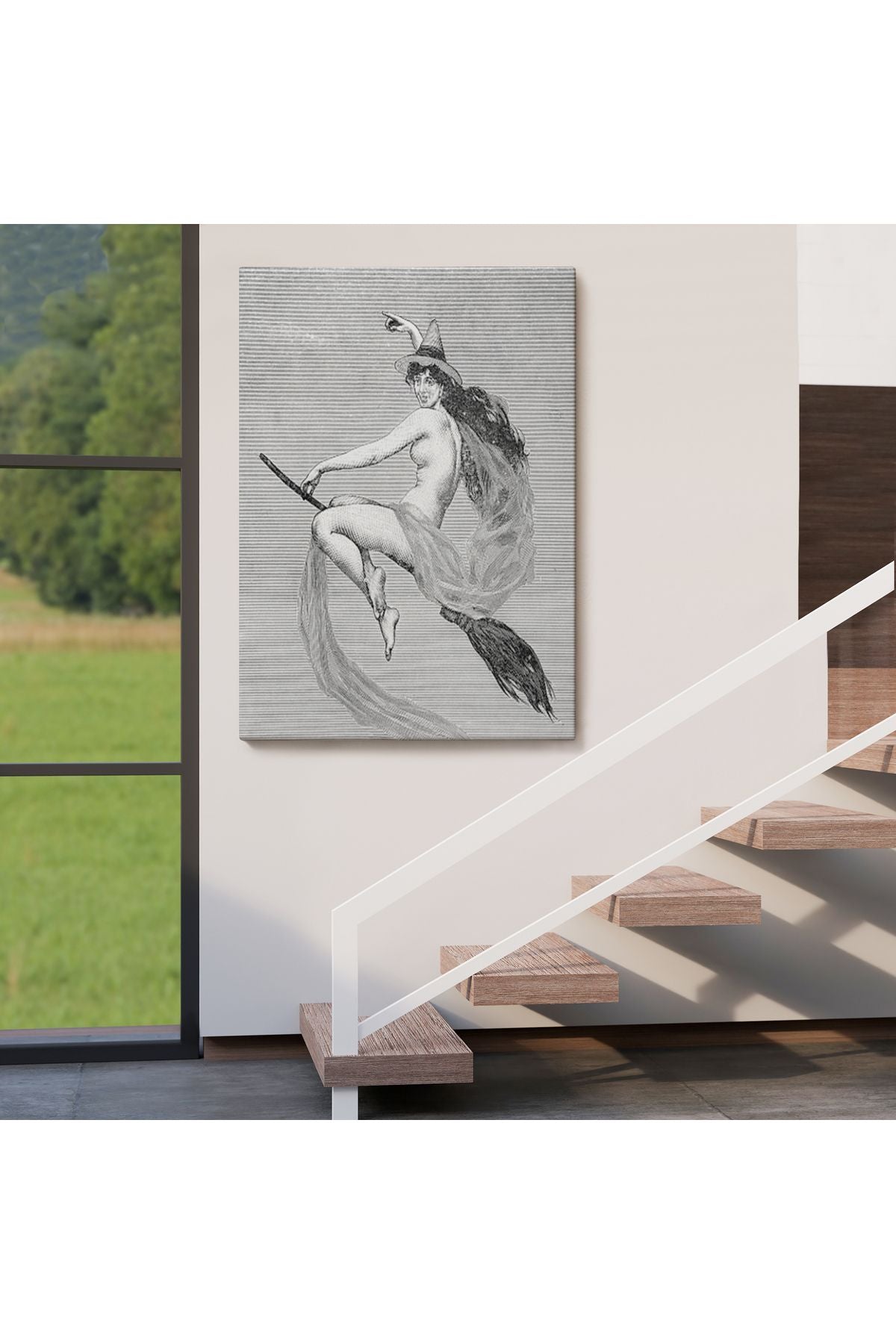 HG Süpürgedeki Cadı, Gotik Sanat Çıplak Cadı Duvar Tablosu-5190