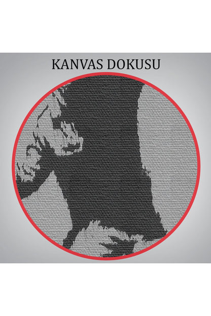 Bansky'nin Çiçek Atan Adam Eseri Kanvas Tablo-5014