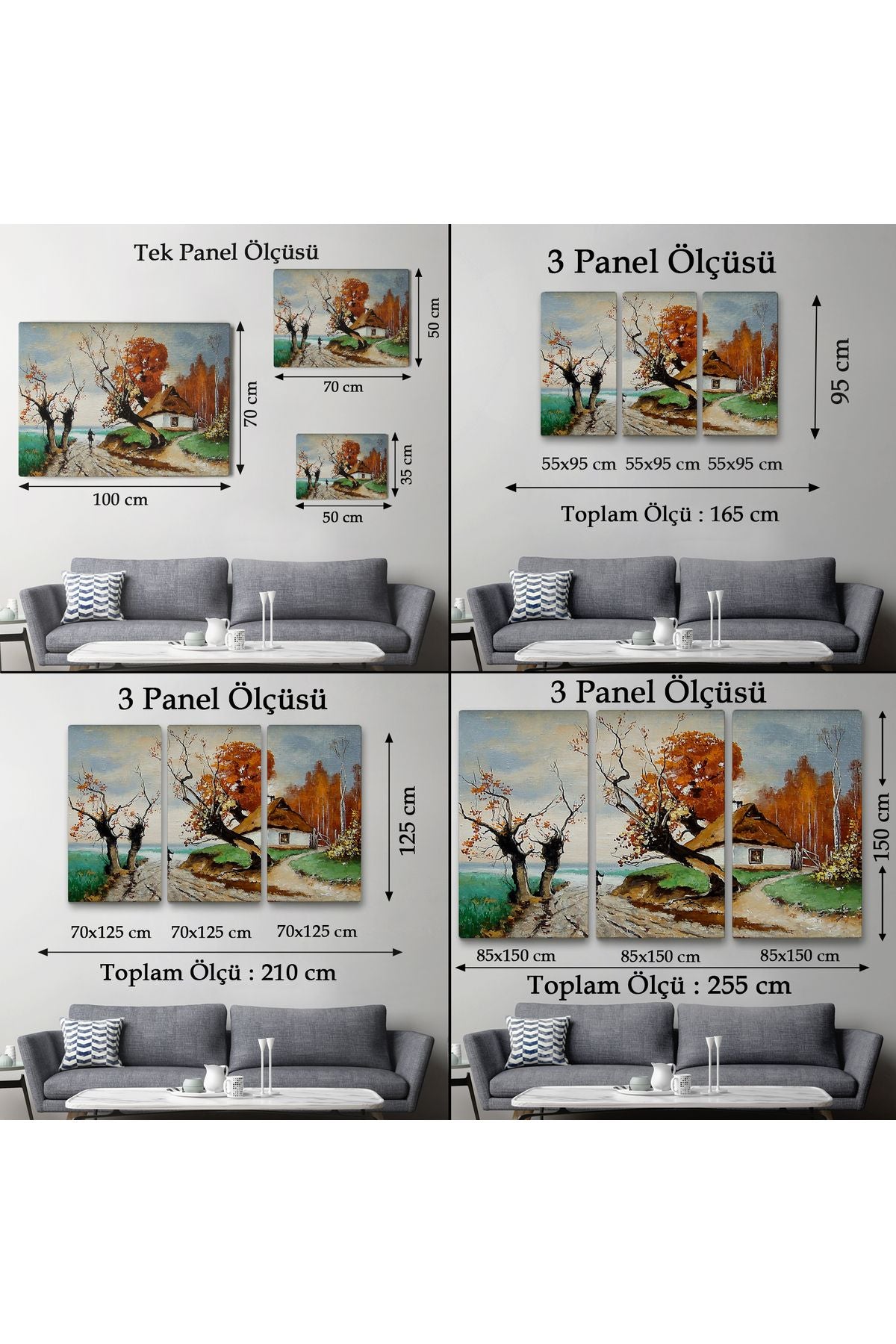 HG Sonbahar Köy Manzarası Dekoratif Duvar Tablosu-3473