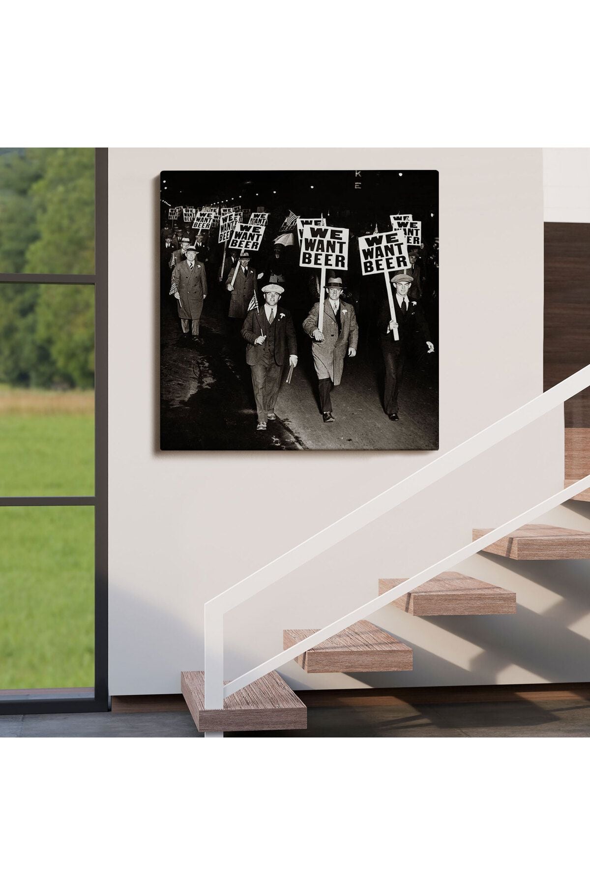 DB  Bira İstiyoruz, Olağandışı 1931 Yasak Protesto Fotoğrafı Kanvas Tablo-5336