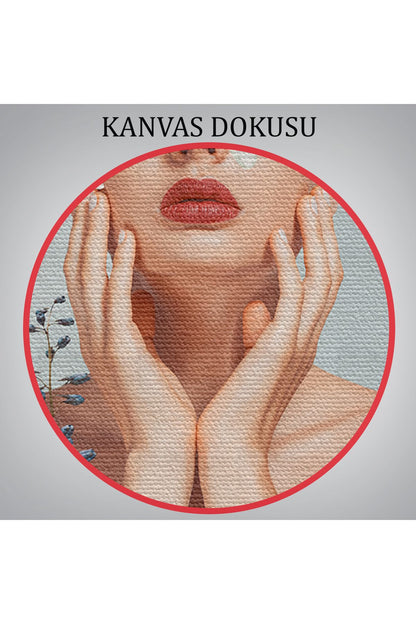 Çiçekler İçindeki Güzel Kadın Portresi Kanvas Tablo-5024