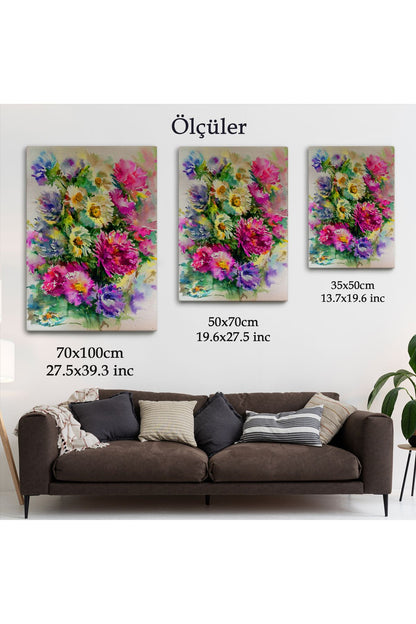 Renkli Çiçekler Duvar Tablosu-5993
