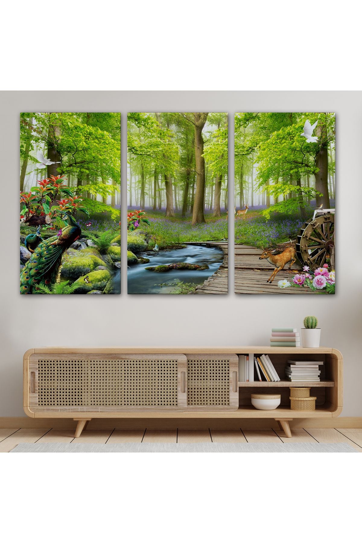 Ormandaki Hayvanlar Dekoratif Kanvas Duvar Tablosu-3713